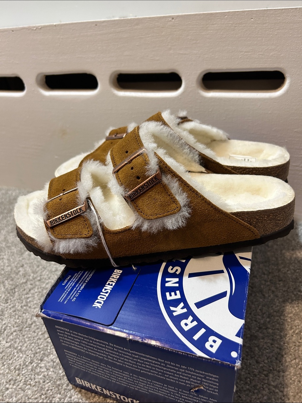 Birkenstock Arizona Mink Shearling and Suede sandals - Picture 2 of 6